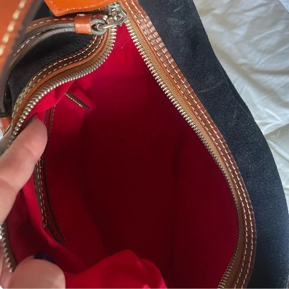 Dooney & Bourke Navy Suede Shoulder Bag - Picture 6 of 10